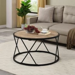 Bristol 32 in. Black Medium Round Wood Coffee Table by FirsTime & Co.