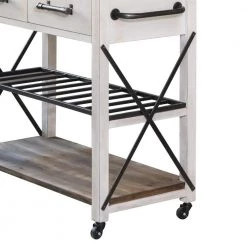 Aurora Farmhouse Aged White Rolling Kitchen Cart with Rustic Wood Top by FirsTime & Co. -Sorbus Sales Store aged white firstime co kitchen carts 70126 4f 1000