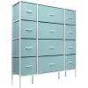 11.75 in. L x 46.5 in. W x 48.7 in. H 12-Drawer Aqua Dresser Steel Frame Wood Top Easy Pull Fabric Bins by Sorbus -Sorbus Sales Store aqua sorbus kids dressers drw 12d aq 64 1000