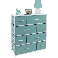 11.5 in. L x 34 in. W x 36 in. H 8-Drawer Aqua Dresser Steel Frame Wood Top Easy Pull Fabric Bins by Sorbus -Sorbus Sales Store aqua sorbus kids dressers drw 8d aq 4f 1000
