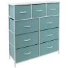 39.5 in. L x 11.5 in. W x 39.5 in. H 9-Drawer Aqua Dresser with Steel Frame Wood Top Easy Pull Fabric Bins by Sorbus -Sorbus Sales Store aqua sorbus kids dressers drw 9d aq 64 1000