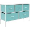 11.87 in. L x 39.5 in. W x 24.62 in. H 5-Drawer Aqua Dresser Steel Frame Wood Top Easy Pull Fabric Bins by Sorbus -Sorbus Sales Store aqua sorbus kids dressers drw cu5 aq 64 1000