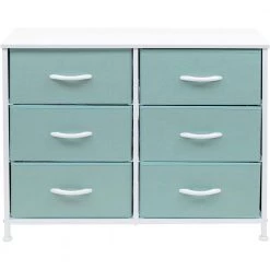 11.75 in. L x 31.5 in. W x 24.62 in. H 6-Drawer Aqua Dresser Steel Frame Wood Top Easy Pull Fabric Bins by Sorbus -Sorbus Sales Store aqua sorbus kids dressers drw cu6 aq fa 1000