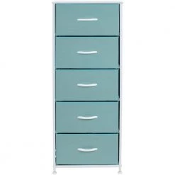 5-Drawer Aqua Dresser with Steel Frame Wood Top and Handle Easy Pull Fabric Bins 18.00 in. L x 11.87 in. W x 46 in. H by Sorbus 16 5-Drawer Aqua Dresser with Steel Frame Wood Top and Handle Easy Pull Fabric Bins 18.00 in. L x 11.87 in. W x 46 in. H by Sorbus -Sorbus Sales Store aqua sorbus kids dressers drw tl5 aq 4f 1000