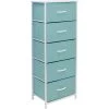 5-Drawer Aqua Dresser with Steel Frame Wood Top and Handle Easy Pull Fabric Bins 18.00 in. L x 11.87 in. W x 46 in. H by Sorbus -Sorbus Sales Store aqua sorbus kids dressers drw tl5 aq 64 1000