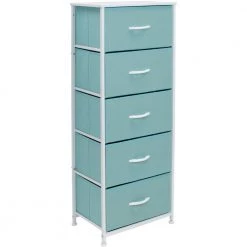 5-Drawer Aqua Dresser with Steel Frame Wood Top and Handle Easy Pull Fabric Bins 18.00 in. L x 11.87 in. W x 46 in. H by Sorbus 20 5-Drawer Aqua Dresser with Steel Frame Wood Top and Handle Easy Pull Fabric Bins 18.00 in. L x 11.87 in. W x 46 in. H by Sorbus -Sorbus Sales Store aqua sorbus kids dressers drw tl5 aq 76 1000
