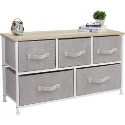 5-Drawer Marble Black Dresser White Frame Wood Top Easy Pull Fabric Bins 11.87 in. L x 39.5 in. W x 24.62 in. H by Sorbus -Sorbus Sales Store beige sorbus dressers drw cu5 bi c3 1000