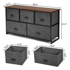 Black 5 Drawer Chest of Drawers (39.5 in L. X 12 in W. X 21.5 in H.) by ANGELES HOME -Sorbus Sales Store black angeles home chest of drawers sa65 9hw779bk 76 1000