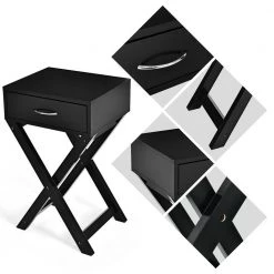 16 in. W x 13 in. D X-shape Leg Black End Side Table with Drawer by ANGELES HOME -Sorbus Sales Store black angeles home end side tables m66 8hw180bk 1f 1000