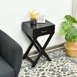 16 in. W x 13 in. D X-shape Leg Black End Side Table with Drawer by ANGELES HOME -Sorbus Sales Store black angeles home end side tables m66 8hw180bk 31 1000