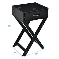 16 in. W x 13 in. D X-shape Leg Black End Side Table with Drawer by ANGELES HOME -Sorbus Sales Store black angeles home end side tables m66 8hw180bk 4f 1000