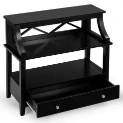 14 in. x 29.5 in. Retangular MDF End Table with Shelves and Slide Drawer, Black by ANGELES HOME 14 14 in. x 29.5 in. Retangular MDF End Table with Shelves and Slide Drawer, Black by ANGELES HOME -Sorbus Sales Store black angeles home end side tables sa60 9hw449bk 44 1000