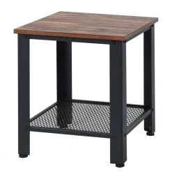 16 in. Black 18 in. Square Wood End Table with Shelf 2-Tier by ANGELES HOME