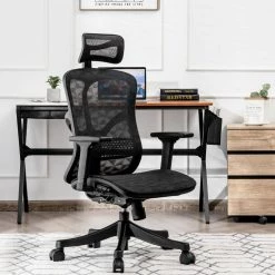 Black Mesh Headrest, Armrest and Seat Height Adjustable High Back Ergonomic Office Chair by ANGELES HOME -Sorbus Sales Store black angeles home ergonomic chairs m10 8cb109dk 31 1000