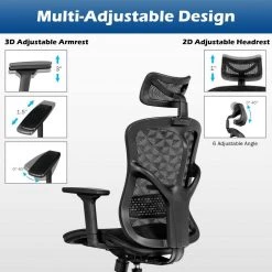 Black Mesh Headrest, Armrest and Seat Height Adjustable High Back Ergonomic Office Chair by ANGELES HOME -Sorbus Sales Store black angeles home ergonomic chairs m10 8cb109dk 76 1000