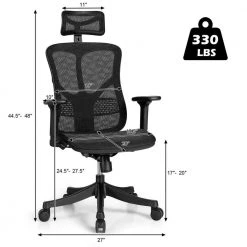 Black Mesh Headrest, Armrest and Seat Height Adjustable High Back Ergonomic Office Chair by ANGELES HOME -Sorbus Sales Store black angeles home ergonomic chairs m10 8cb109dk c3 1000