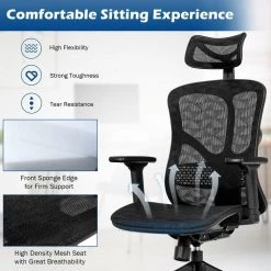 Black Mesh Headrest, Armrest and Seat Height Adjustable High Back Ergonomic Office Chair by ANGELES HOME -Sorbus Sales Store black angeles home ergonomic chairs m10 8cb109dk fa 1000