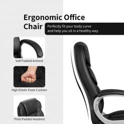 PU Leather High Back Height Adjustable Swivel Rocking Ergonomic Office Chair by ANGELES HOME -Sorbus Sales Store black angeles home ergonomic chairs m10 8cb149bk 1f 1000