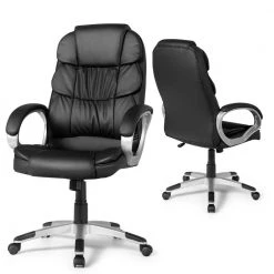 PU Leather High Back Height Adjustable Swivel Rocking Ergonomic Office Chair by ANGELES HOME