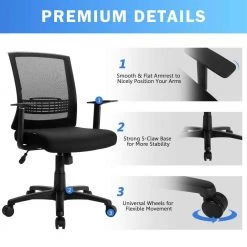 Black Mesh Mid Back Height Adjustable Ergonomic Office Chair by ANGELES HOME -Sorbus Sales Store black angeles home ergonomic chairs m67 8hw587 1f 1000