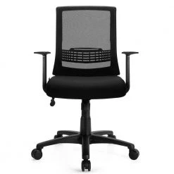 Black Mesh Mid Back Height Adjustable Ergonomic Office Chair by ANGELES HOME
