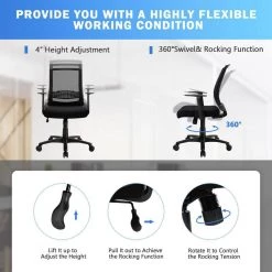Black Mesh Mid Back Height Adjustable Ergonomic Office Chair by ANGELES HOME -Sorbus Sales Store black angeles home ergonomic chairs m67 8hw587 fa 1000