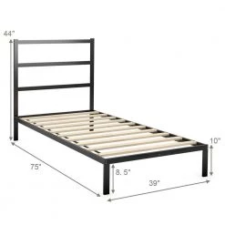 81 in. W Black Twin Size Steel Frame Metal Bed Platform Frame with Headboard by ANGELES HOME -Sorbus Sales Store black angeles home platform beds hw65 8ck 285 t 44 1000