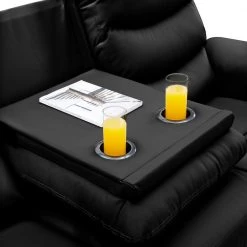 77.5 in. Square Arm Faux Leather 3-Seater Sofa Manual Reclining Motion Straight Sofa with Cup Holders in Black by ANGELES HOME -Sorbus Sales Store black angeles home sofas couches m28578r6 4f 1000
