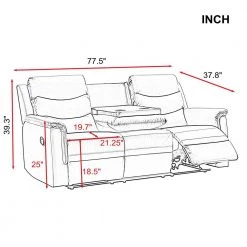 77.5 in. Square Arm Faux Leather 3-Seater Sofa Manual Reclining Motion Straight Sofa with Cup Holders in Black by ANGELES HOME -Sorbus Sales Store black angeles home sofas couches m28578r6 c3 1000
