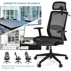 Mesh Headrest Armrest Seat Height Adjustable Reclining Ergonomic Office Chair Task Chair with Lumbar Support in Black by ANGELES HOME -Sorbus Sales Store black angeles home task chairs m10 8cb120bk 1f 1000