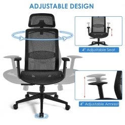 Mesh Headrest Armrest Seat Height Adjustable Reclining Ergonomic Office Chair Task Chair with Lumbar Support in Black by ANGELES HOME -Sorbus Sales Store black angeles home task chairs m10 8cb120bk 66 1000