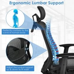 Mesh Headrest Armrest Seat Height Adjustable Reclining Ergonomic Office Chair Task Chair with Lumbar Support in Black by ANGELES HOME -Sorbus Sales Store black angeles home task chairs m10 8cb120bk fa 1000