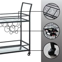 30 in. x 13 in. x 32.5 in. Rectangular Metal Black Francesca Bar Cart by FirsTime & Co. -Sorbus Sales Store black firstime co bar carts 70285 fa 1000