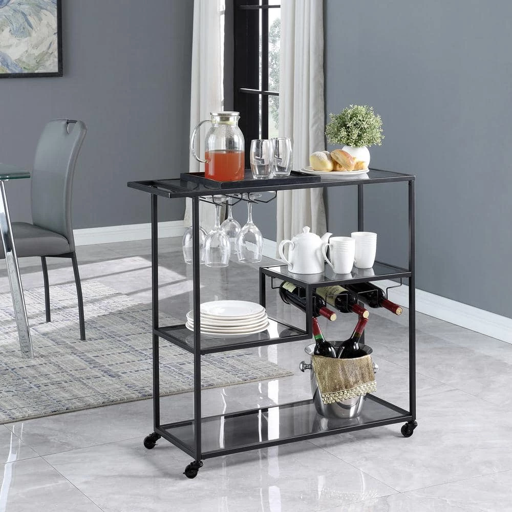 35 x 12.25 x 34 in Rectangular Metal FirsTime & Co. Black Evelyn Bar Cart 7 35 x 12.25 x 34 in Rectangular Metal FirsTime & Co. Black Evelyn Bar Cart - Image 5