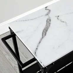 30 x 11.75 x 34 in. Rectangular Metal Black And White Reisling Marbleized Bar Cart by FirsTime & Co. -Sorbus Sales Store black firstime co bar carts 70493 c3 1000