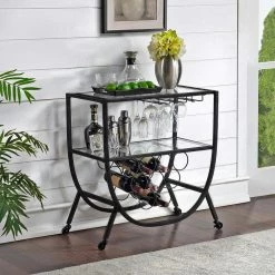 29.25 x 16 x 29.75 in Arched Metal FirsTime & Co. Black Catalina Bar Cart -Sorbus Sales Store black firstime co bar carts 70560 31 1000