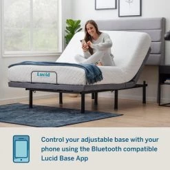 Queen Deluxe Adjustable Bed Base with Wireless Remote and Smart App by Lucid Comfort Collection -Sorbus Sales Store black lucid comfort collection adjustable beds lucclpremqqab a0 1000