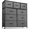 9-Drawer Black Rustic Dresser with Steel Frame Wood Top Easy Pull Fabric Bins 39.5 in. L x 11.5 in. W x 39.5 in. H by Sorbus -Sorbus Sales Store black rustic sorbus dressers drw 9d blk 64 1000