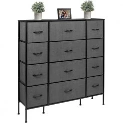 12-Drawer Black Classic Fabric Bin Chest of Drawers 48.75 in. H x 46.5 in. W x 11.75 in. D by Sorbus -Sorbus Sales Store black sorbus chest of drawers drw 12d blk 4f 1000