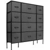 12-Drawer Black Classic Fabric Bin Chest of Drawers 48.75 in. H x 46.5 in. W x 11.75 in. D by Sorbus