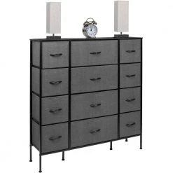 12-Drawer Black Classic Fabric Bin Chest of Drawers 48.75 in. H x 46.5 in. W x 11.75 in. D by Sorbus -Sorbus Sales Store black sorbus chest of drawers drw 12d blk c3 1000