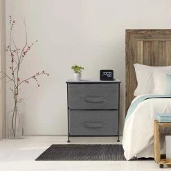 Nighstand 3-Drawer Black Dresser 17.75 in. L x 11.87 in. W x 20 in. H by Sorbus -Sorbus Sales Store black sorbus dressers drw 2d blk 31 1000