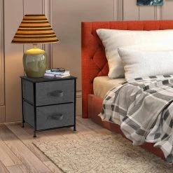 Nighstand 3-Drawer Black Dresser 17.75 in. L x 11.87 in. W x 20 in. H by Sorbus -Sorbus Sales Store black sorbus dressers drw 2d blk 4f 1000