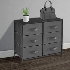 6-Drawer Aqua Dresser Steel Frame Wood Top Easy Pull Fabric Bins 11.5 in. L x 34 in. W x 36 in. H by Sorbus 13 6-Drawer Aqua Dresser Steel Frame Wood Top Easy Pull Fabric Bins 11.5 in. L x 34 in. W x 36 in. H by Sorbus -Sorbus Sales Store black sorbus dressers drw cu6 blk c3 1000