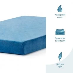 6 in. Medium-Firm Waterproof Gel Memory Foam Tight Top Youth Twin Mattress with Blue Cover by Lucid Comfort Collection -Sorbus Sales Store blue lucid comfort collection mattresses lucc06tt30gfbl 1f 1000