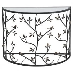 40 x 19.25 x 29 in. Round Metal Bronze Wren And Branches Console Table by FirsTime & Co.