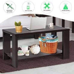 31.5 in. L Brown Rectangle Wood Coffee Table with Storage Shelf by ANGELES HOME -Sorbus Sales Store brown angeles home coffee tables 8ck 56hw758cf c3 1000