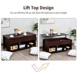 41 in. Lift Top Wooden Coffee Table with Storage Lower Shelf, Brown by ANGELES HOME -Sorbus Sales Store brown angeles home coffee tables sa61 9hw337cf 1f 1000