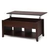 41 in. Lift Top Wooden Coffee Table with Storage Lower Shelf, Brown by ANGELES HOME