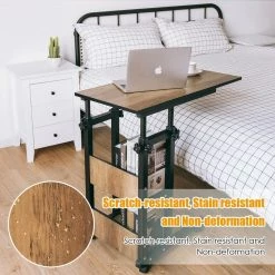 31.5 in. Brown Wood End Table C-Shape Mobile Snack End Side Sofa Laptop Table by ANGELES HOME -Sorbus Sales Store brown angeles home end side tables hw64 8ck 014 1f 1000